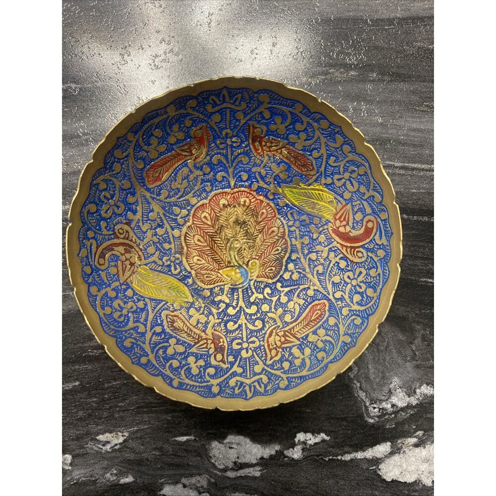 Beautiful Old Late Mughal Era Antique Brass Color Painted Bowl